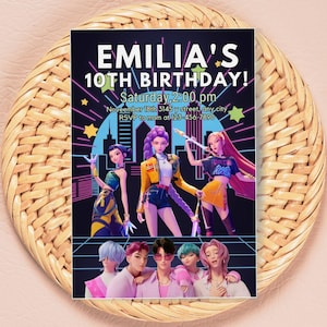 KPOP Demon Hunters Invitation, KPOP Demon Hunters Birthday invitation, EDITABLE K Pop Birthday Invitation, K Pop Warriors Invitation