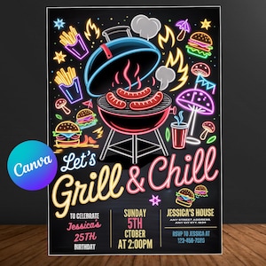 Editable BBQ Birthday Invitation – Backyard Barbeque Party Template for Boys