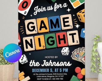 Editable Game Night Video Invitation – House Party Template with Board Games