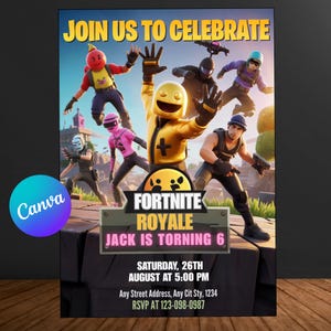 Fort Game Birthday Invitation Editable Birthday Invite download CANVA Birthday Party Template Video Game Birthday Gamer Card Gamer Party