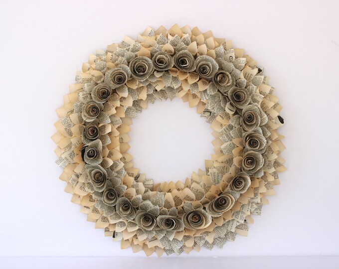 VINTAGE DICTIONARY WREATH /// Flowers and Tiny Petals /// Etsy