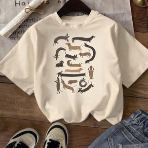 Dachshund Parade Shirt, Minimalist Wiener Dog Tee, 100% Cotton Pet Lover Gift image 1