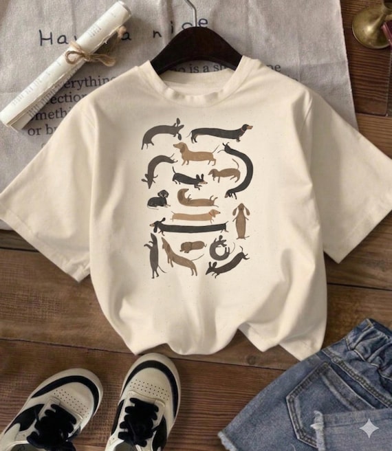 Dachshund Parade Shirt, Minimalist Wiener Dog Tee, 100% Cotton Pet Lover Gift
