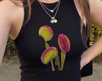 Venus Flytrap Illustration Tank Top | Botanical Carnivorous Plant Art