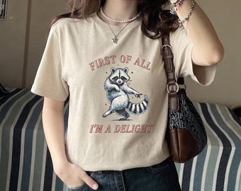Raccoon Graphic Tee | Hand-Drawn Animal Illustration, Cheeky Humor Shirt