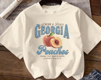 Vintage Georgia Peaches Graphic Tee, Southern Summer Fruit Shirt