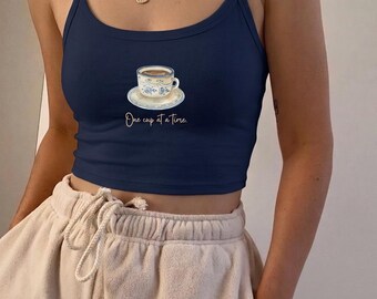 Cozy Teacup Illustration Tank Top | Tea Lover Coffee Mug Graphic