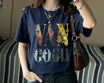 Van Gogh Typography T-Shirt | Floral & Portrait Art Print