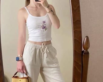 Bloom Where You Are Planted Tank Top, Watercolor Floral Cami, Botanical Summer Shirt