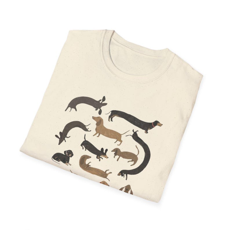 Dachshund Parade Shirt, Minimalist Wiener Dog Tee, 100% Cotton Pet Lover Gift image 4