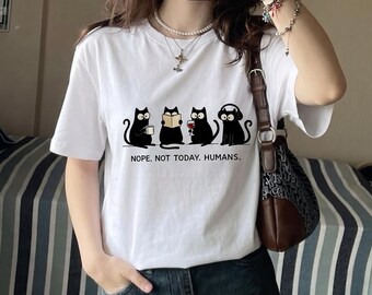 Grumpy Cat Lineup T-Shirt | Nope Not Today Humans Graphic Tee