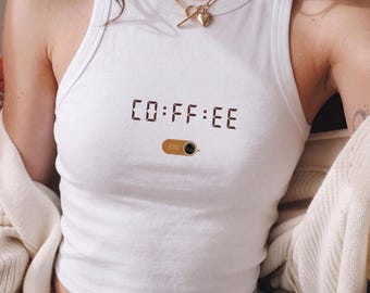 COFFEE text with espresso tamper Tank Top | Coffee design, minimalist cafe graphic