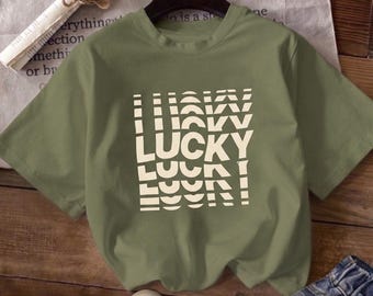 Lucky Retro Distorted Text T-Shirt | Vintage Typography Tee