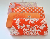 Custom clutch - Orange Clutch - Tangerine Clutch -Bridesmaid Clutch- You choose the fabric