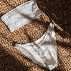 Recycled Bandeau Bikini: Costal Print