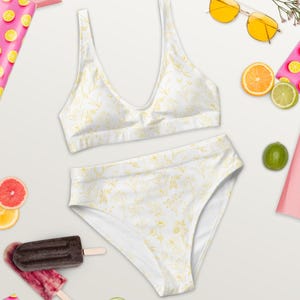 Butter Yellow Floral Recycled High-Waisted Bikini
