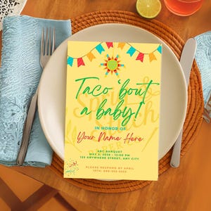 Taco ’Bout a Baby Shower Invitation – Cinco de Mayo Fiesta Theme – Editable Canva Template – Instant Download