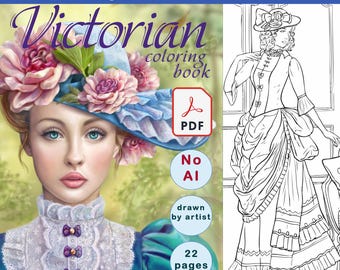 Victorian Coloring Book: 22 Hand-Drawn Pages by Alena Lazareva (PDF Printable Download)