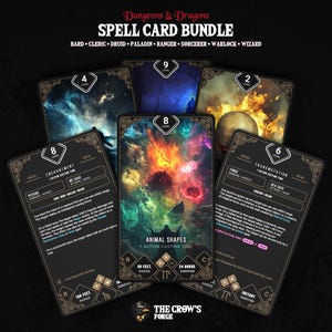 Conjunto básico de cartas mágicas de D&D | Dungeons and Dragons | Cartas ilustradas 5e | Download em tamanho de tarô | Inclui livro de magias de D&D! | Todas as classes de SRD