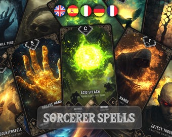 Cartas de Hechicero / D&D 5e, Arte Completo (Descarga Digital) / Tamaño Póker y Tarot