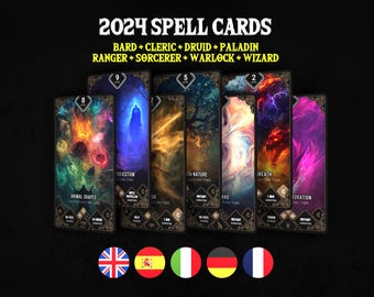 DnD Spell Cards 2024 | en, fr, de, es, it languages | Includes Homebrew Studio | Dungeons and Dragons | Tarot & Poker size