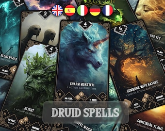 Druid Spell Cards | D&D 5e, Full Art (Digital Download) | Poker and Tarot size