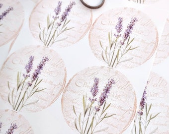 Lavender Stickers , 1.5 inch Round Seals, Set of 10, Lavender Envelope Seals, Journaling Flower Embellishment