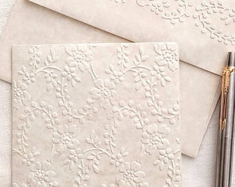 Embossed Note Cards, Vintage Style Note Cards, Note Card Set With Matching Envelopes,  Floral Trellis Note Cards, All Occasion