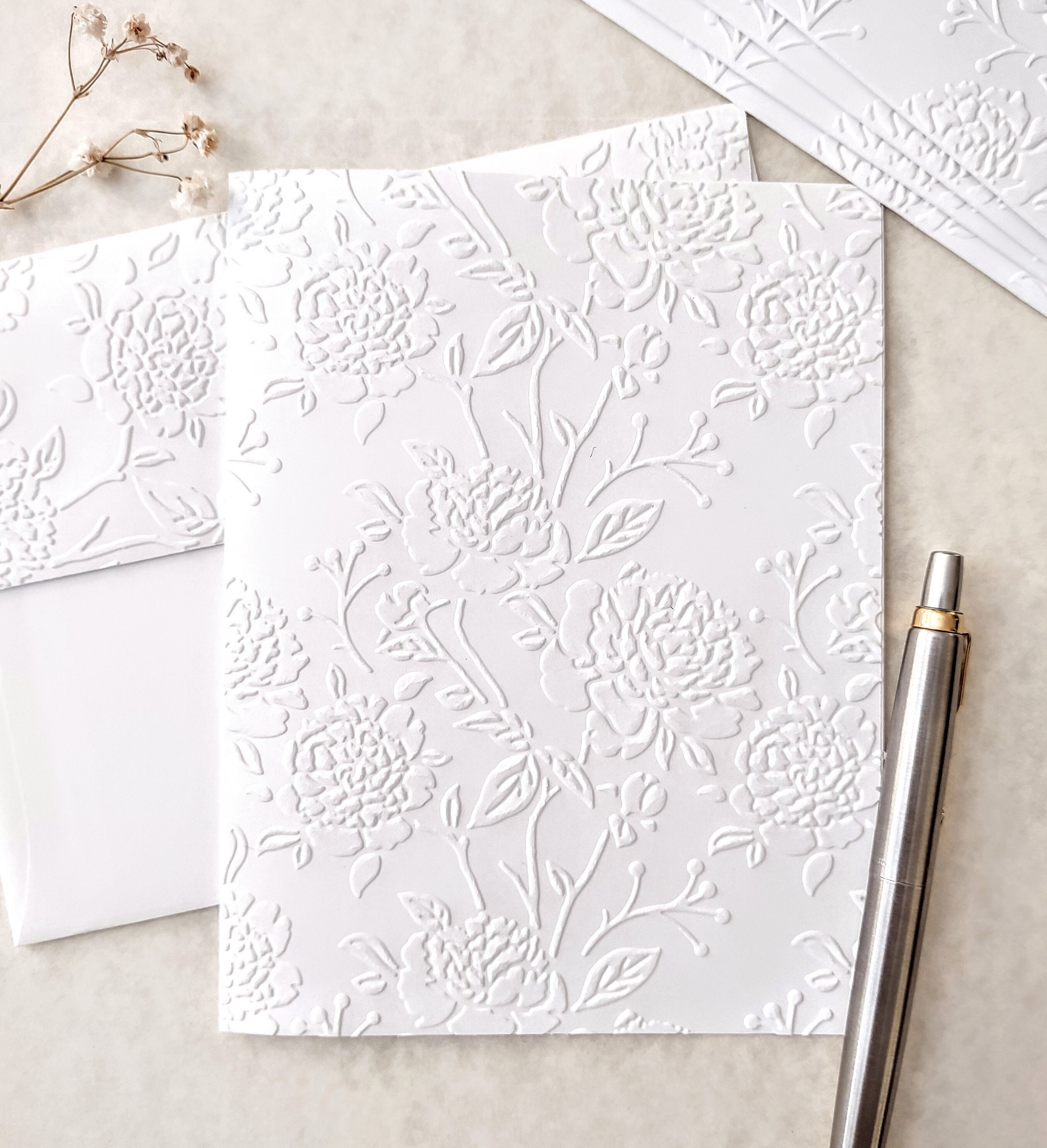 White Peony Note Cards A2 Size 4.25 X 5.50 With - Etsy