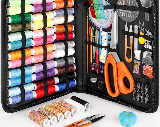 Professional Sewing Kit for Adults: 43XL Thread, Tailor Scissors