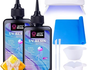UV Resin Starter Kit with UV Light, 200g Crystal Clear Resin for Jewelry Making, Keychains, DIY Crafts & Resin Art