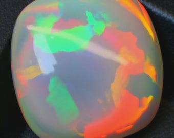 Faceted Ethiopian Welo Opal Gemstone: 27.30 Ct  Cushion Cut AAA Grade Natural Ethiopian Opal For Making Jewelry 23x22x10 mm