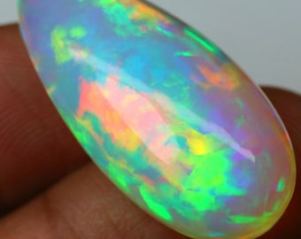 Natural Ethiopian Opal Pear Shape Cabochon  26.30 Ct Loose Gemstone | Welo Opal Cab for Jewelry Making, Ring, Pendant 32x15x12 mm