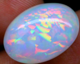 Natural Ethiopian Opal Cabochon 15 Ct  Oval Fire Opal | Multi Color Flashy Loose Gemstone for Jewelry & Healing 21x14x9 mm