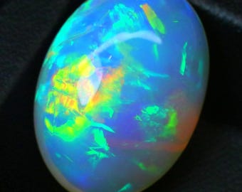 natural, Welo opal, Ethiopian Opal Cabochon 20.50 Ct  Multi Fire  opal, White Opal, Opal Cabochon for Jewelry 23x16x11 mm
