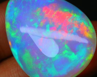 Faceted Ethiopian Opal Stone 45 Ct  Pear Cut Pin-Fire Gemstone Natural Ethiopian Opal For Making Jewelry 31x24x11 mm