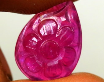 Natural Ruby Carved Pear Ruby Gemstone 6 Ct Glass Field Ruby Carving Stone for Jewelry Making 14x10x4 mm
