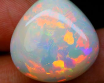 Natural Ethiopian Opal Pear Shape Cabochon26.80 Ct  Loose Gemstone | Welo Opal Cab for Jewelry Making, Ring, Pendant 24x23x10 mm