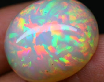 Natural Ethiopian Fire Opal Cabochon 34.90 Ct  AAA Oval Gemstone  24x20x13 mm