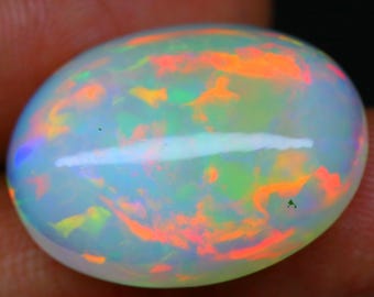 AAA Quality Natural Ethiopian Fire White Opal Cabochon 26.20 Ct Oval Shape opal for jewelry supply, December Birthstone 26x20x9 mm