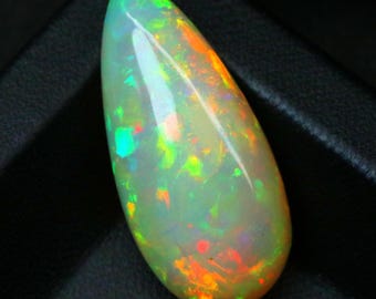Natural Ethiopian Welo Opal Pear Cabochon 15.30 Ct  Multi Color Flashy Fire Opal | Loose Gemstone for Jewelry & Healing 31x14x8 mm