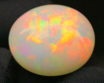 Cabujón de ópalo etíope de 25,70 ct / Ópalo de fuego neón grande / Piedra preciosa suelta para colgante de anillo llamativo / Juego de colores / Gema de colección