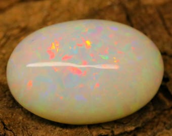 Opale etiope naturale da 13,70 ct / Opale di fuoco cabochon grande / Gemma con gioco di colori AAA / Opale sfuso per gioielli personalizzati / Pietra portafortuna di ottobre