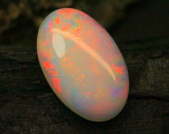 Ópalo etíope natural de 19,2 ct / Cabujón ovalado con fuego rojo y azul / Ópalo Welo suelto para colgante o anillo / Piedra preciosa sin tratar / 26 x 17 mm