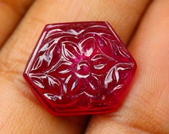 Rare Natural Ruby Carving Gemstone 10.40 Ct Pair Cushion Handmade Mughal Carved Gems For Jewelry 17x13x5