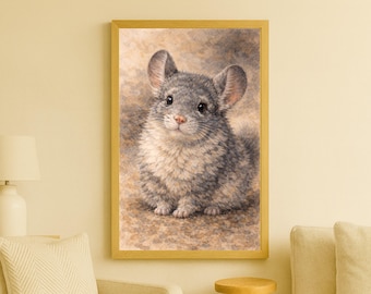 Chinchilla Wand Kunst druckbare Haustier Porträt Tier Ölgemälde digitaler Download