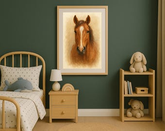 Pferd Aquarell Bauernhof Tier rustikale Land Wand Kunst Digital Download
