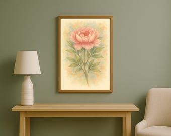 Peony Wall Art Printable Watercolour Botanical Flower Print