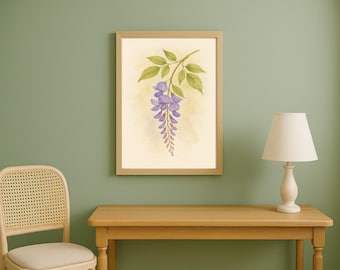 Wisteria Wall Art Printable Watercolour Botanical Flower Print