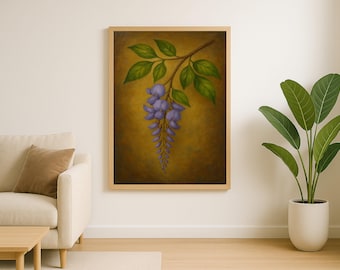 Wisteria Oil Painting Wall Art Printable Botanical Flower Print